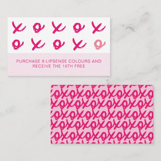 LipSense Schläge und Kisses XOXO Pink Treuekarte (Vorne/Hinten)