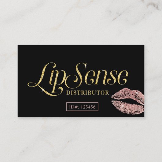 LipSense Verteiler-Rosen-Goldlippenmake-upkünstler Visitenkarte (Vorderseite)