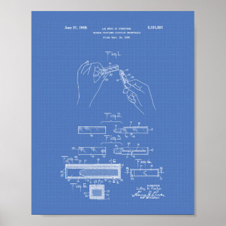 Lipstick 1938 Patentart Blueprint Poster