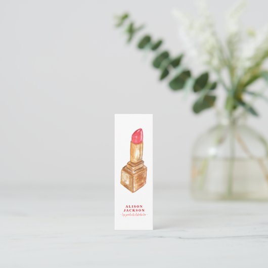 Lipstick, Aquarellpinsel Mini Visitenkarte (Stehend Vorderseite)