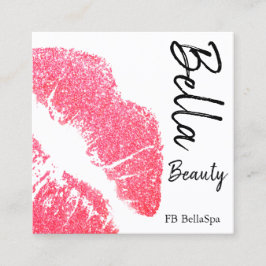 Lipstick bedrucken Pink Lippenfleck Weiß Beauty We Quadratische Visitenkarte