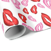 Lipstick bedrucken rosa Küsse Geschenkpapier (Rolleneckpunkt)