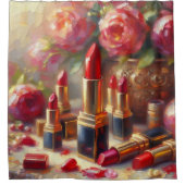 Lipstick & Blume Impressionistische Malerei Duschvorhang (Vorderseite)