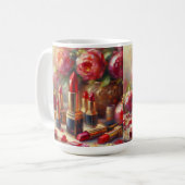 Lipstick & Blume Impressionistische Malerei Kaffeetasse (Vorderseite Links)