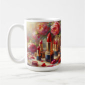Lipstick & Blume Impressionistische Malerei Kaffeetasse (Links)