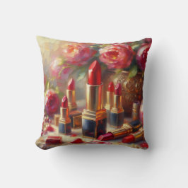 Lipstick & Blume Impressionistische Malerei Kissen