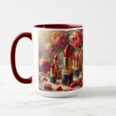 Lipstick & Blume Impressionistische Malerei Tasse (Links)