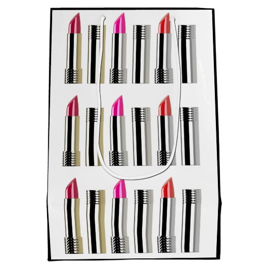 Lipstick Chrom Rosa weiße Kosmetologie Mittlere Geschenktüte (Rückseite)