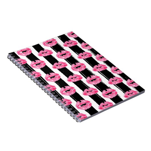 Lipstick-Distributor Pink-Lippen Küssen Schwarz St Notizblock (Rechte Seite)