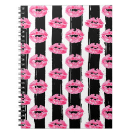 Lipstick-Distributor Pink-Lippen Küssen Schwarz St Notizblock