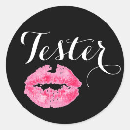 Lipstick Distributor Product Tester Pink Lips Kiss Runder Aufkleber
