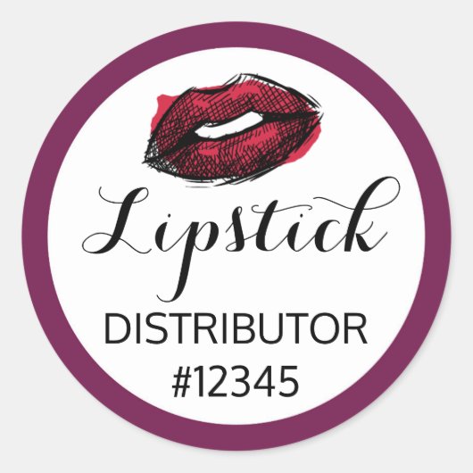 Lipstick Distributor Red Lips Kiss Packaging Siege Runder Aufkleber (Vorderseite)