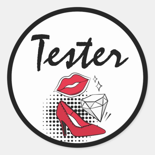 Lipstick-Distributor Tester Modern Lips Kiss Label Runder Aufkleber (Vorderseite)