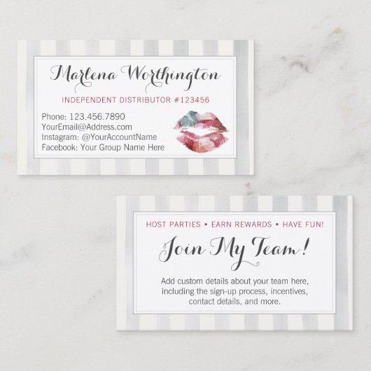 Lipstick-Distributor Wasserfarbe Kiss Mitglied in Visitenkarte (Vorne/Hinten)