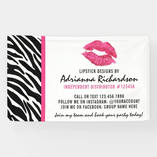 Lipstick-Distributor Zebra Kiss Trade Show / Party Banner (Horizontal)
