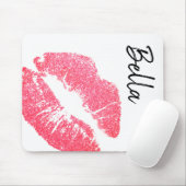 Lipstick-Druck Rosa Lippenfärbung Kuss weiß Mousepad (Mit Mouse)