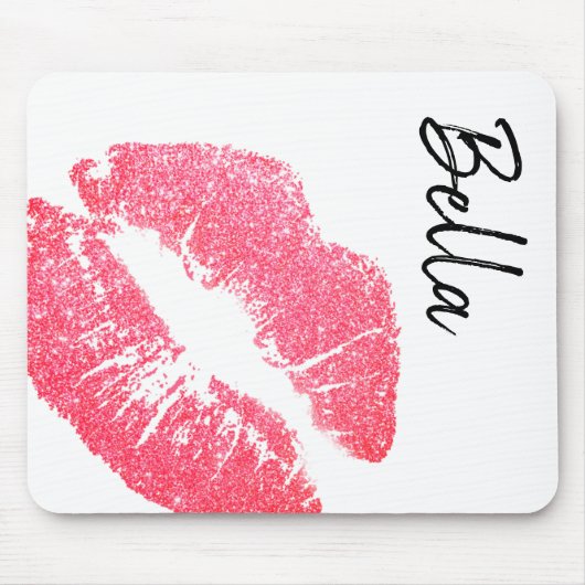 Lipstick-Druck Rosa Lippenfärbung Kuss weiß Mousepad (Vorne)