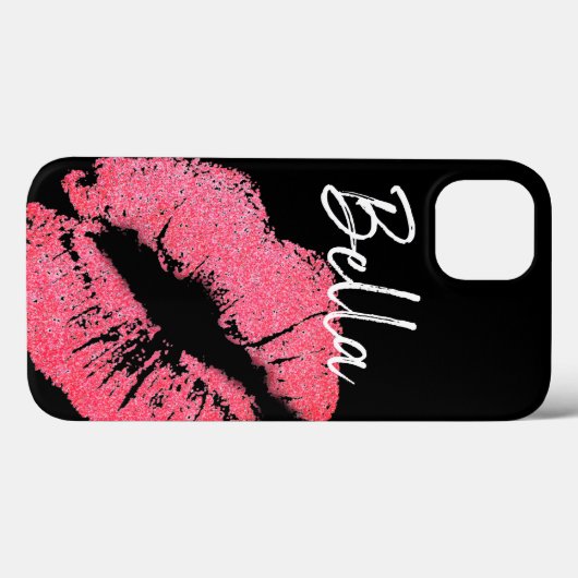 Lipstick-Druck Rosa Lippenfärbung Schwarz-weiß nie Case-Mate iPhone Hülle (Rückseite (Horizontal))