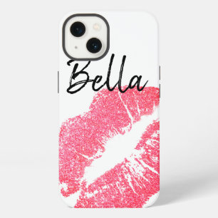 Lipstick-Druck Rosa Lippenfärbung Schwarz-weiß nie iPhone 13 Hülle