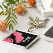 Lipstick-Druck Rosa Lippenfärbung Schwarz-weiß nie Schlüsselanhänger (Seite)