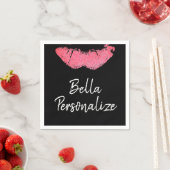 Lipstick-Druck Rosa Lippenfärbung schwarz-weiß Serviette (Beispiel)