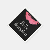 Lipstick-Druck Rosa Lippenfärbung schwarz-weiß Serviette (Ecke)