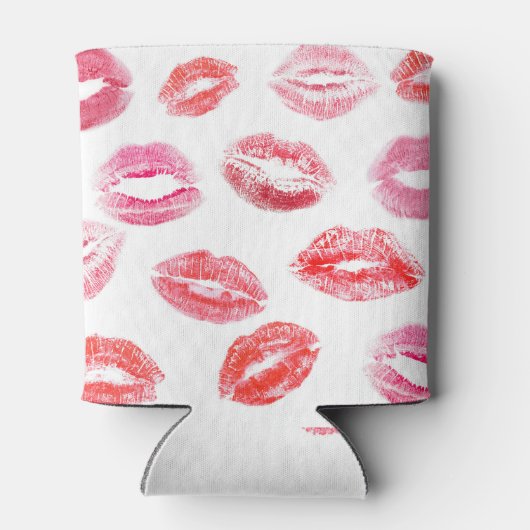 Lipstick-Drucke: Diverse Frauenlips. Dosenkühler (Rückseite)