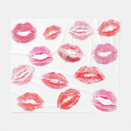 Lipstick-Drucke: Diverse Frauenlips. Fleecedecke (Vorderseite (Horizontal))