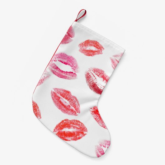 Lipstick-Drucke: Diverse Frauenlips. Kleiner Weihnachtsstrumpf (Vorderansicht (hängend))