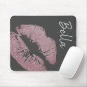 Lipstick drucken lila rosa Lippenfärbung grau nied Mousepad (Mit Mouse)
