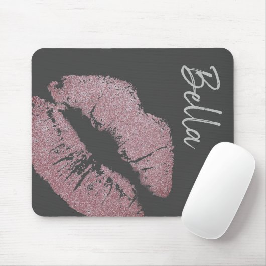 Lipstick drucken lila rosa Lippenfärbung grau nied Mousepad (Mit Mouse)