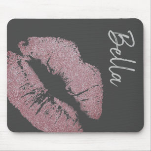 Lipstick drucken lila rosa Lippenfärbung grau nied Mousepad