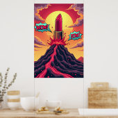 Lipstick Eruption: Pop Art Vulkan Poster (Küche)
