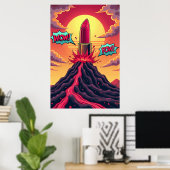 Lipstick Eruption: Pop Art Vulkan Poster (Heimbüro)