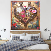 Lipstick Flowers Heart Steampunk Series Leinwanddruck (Insitu (Schlafzimmer))