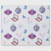 Lipstick, Kamm und Pulverschachtel, rot, Parfüm Geschenkpapier (Flach)