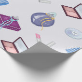 Lipstick, Kamm und Pulverschachtel, rot, Parfüm Geschenkpapier (Ecke)