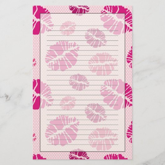 Lipstick Kiss Form Druckmuster Briefpapier (Vorderseite)