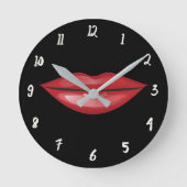 Lipstick Kiss Glamour Glam Runde Wanduhr (Vorderseite)