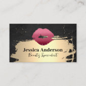 Lipstick Kiss | Gold gebürstet | Schönheit Visitenkarte (Vorderseite)