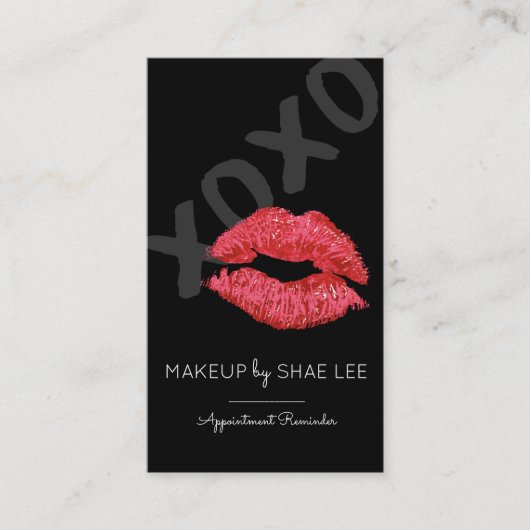 Lipstick Kiss Makeup Artist Appointment Reminder Terminkarte (Vorderseite)