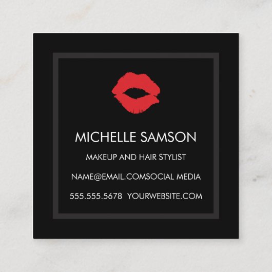 Lipstick Kiss Makeup Artist Quadratische Visitenkarte (Rückseite)