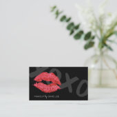 Lipstick Kiss Makeup Artist Stylist Business Card Visitenkarte (Stehend Vorderseite)