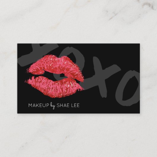 Lipstick Kiss Makeup Artist Stylist Business Card Visitenkarte (Vorderseite)