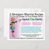 Lipstick Kiss Martini Rezept Postkarte (Vorne/Hinten)