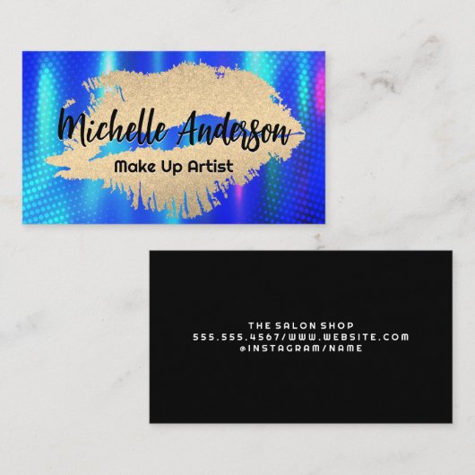 Lipstick Kiss | Metallschimmer-Hintergrund Visitenkarte (Vorne/Hinten)