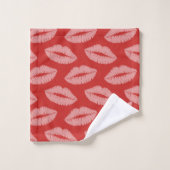 Lipstick Kiss Muster Rot und Rosa Badetücher Badhandtuch Set (Waschlappen)