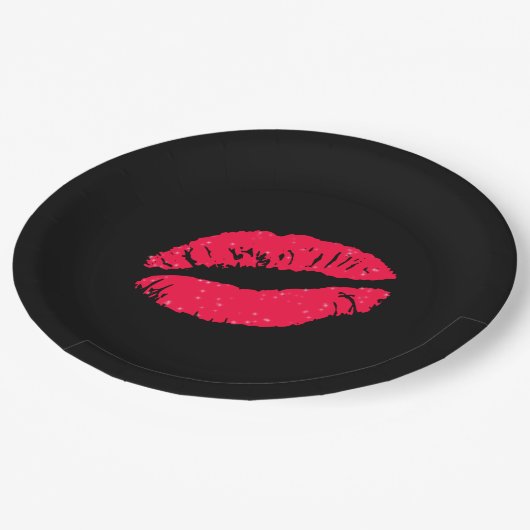 Lipstick Kiss Pappteller (Schrägansicht)