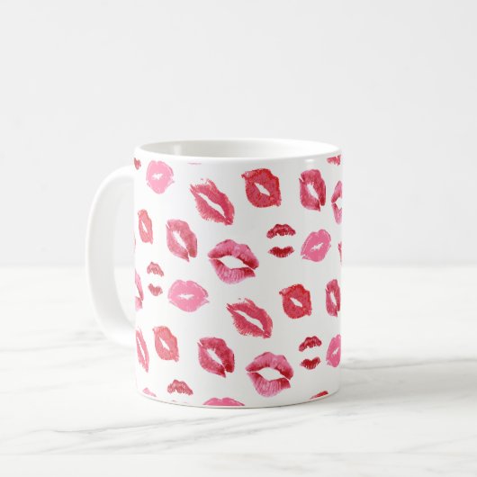 Lipstick Kiss Pattern Kaffeetasse (Vorderseite Links)