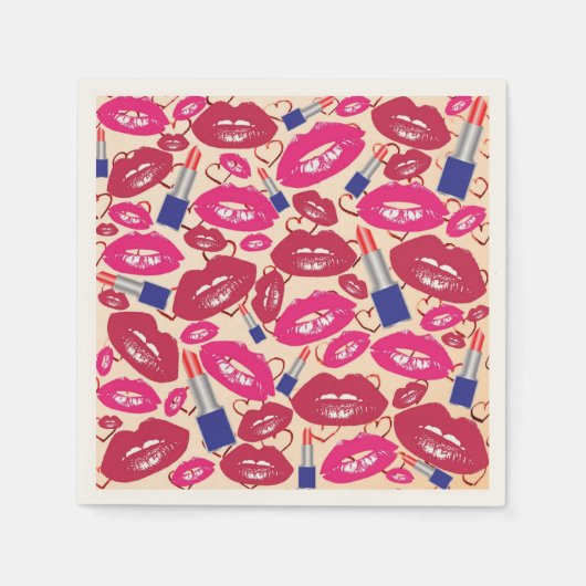 Lipstick Kiss Pattern Serviette (Vorderseite)